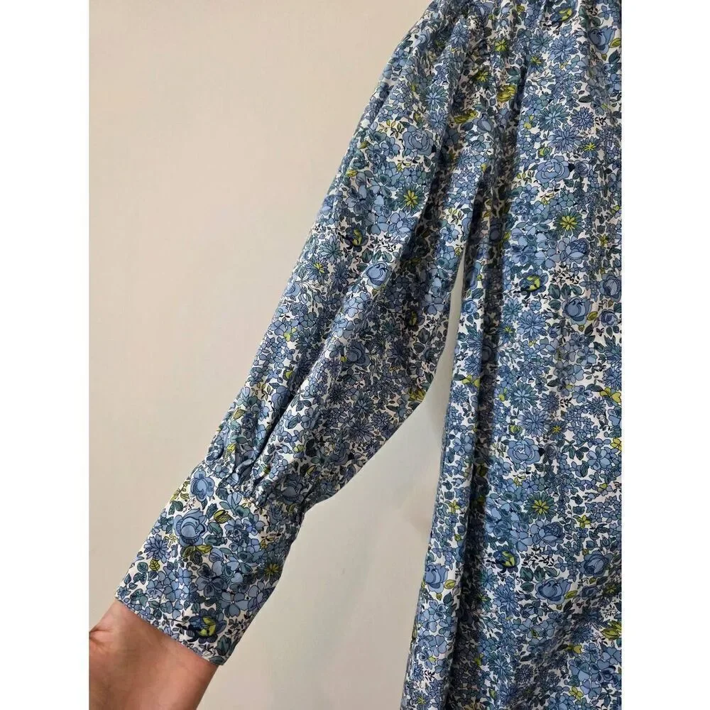 J. Crew LIBERTY Driftwood Puff Sleeve Shirt Dress XSP